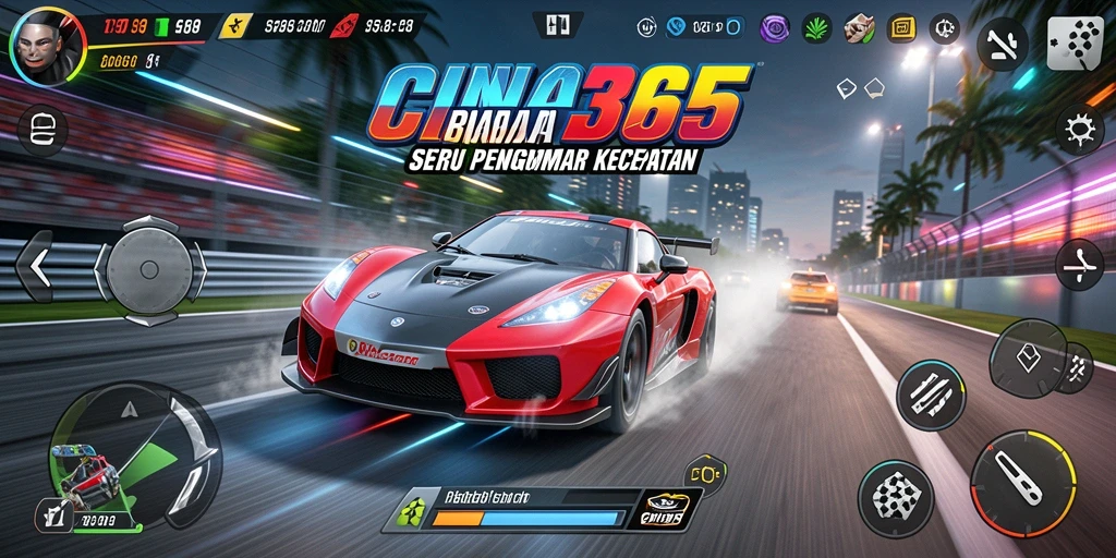 Tampilan gameplay CINA365 yang mendebarkan dan penuh aksi balapan.