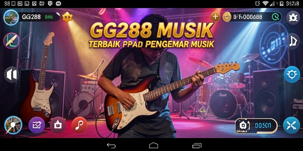 Screenshot GG288 menampilkan momen bermain musik yang seru dan interaktif.