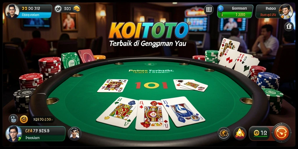 Screenshot gameplay KOITOTO menampilkan suasana permainan poker yang menegangkan.