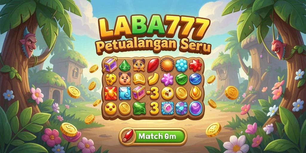 Tampilan gameplay Match-3 seru dengan karakter yang berwarna-warni.