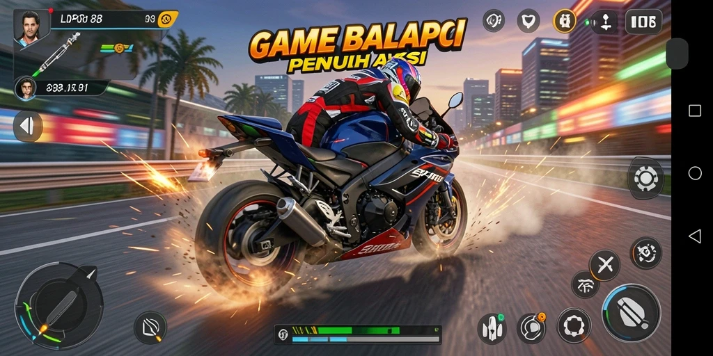 Tampilan gameplay LPO88 dengan aksi balap motor yang mendebarkan.