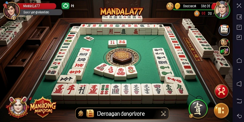 Tampilan gameplay MANDALA77 dengan papan Mahjong yang menawan.