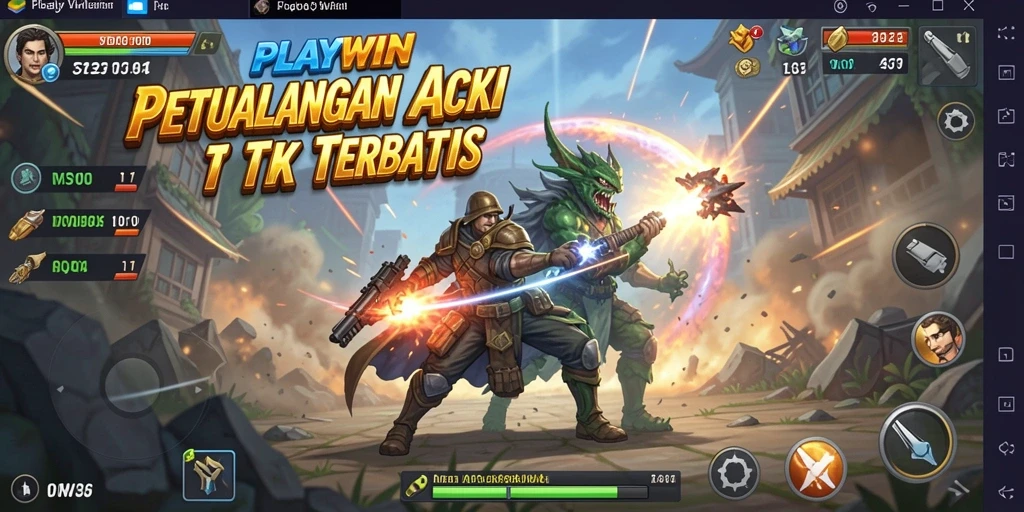 Screenshot gameplay menampilkan aksi pertarungan tanpa henti di PLAYWIN.