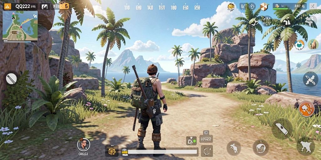 Screenshot gameplay <strong>QQ222</strong> menampilkan eksplorasi dunia Open World.