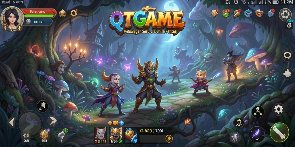 Tampilan gameplay QTGAME yang menakjubkan di dunia petualangan.