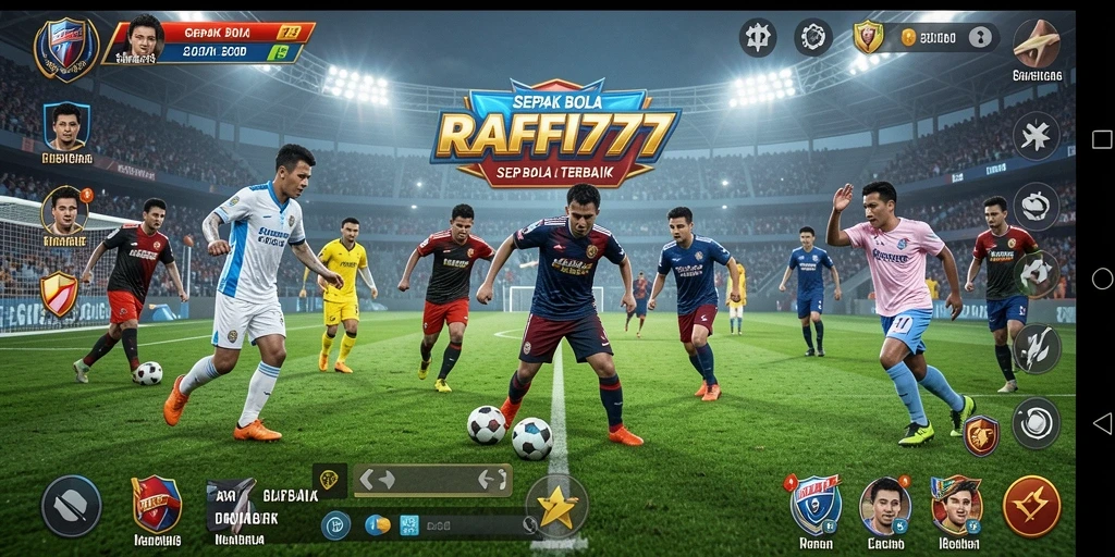 Gameplay seru RAFFI777 yang menggambarkan pertandingan sepak bola.