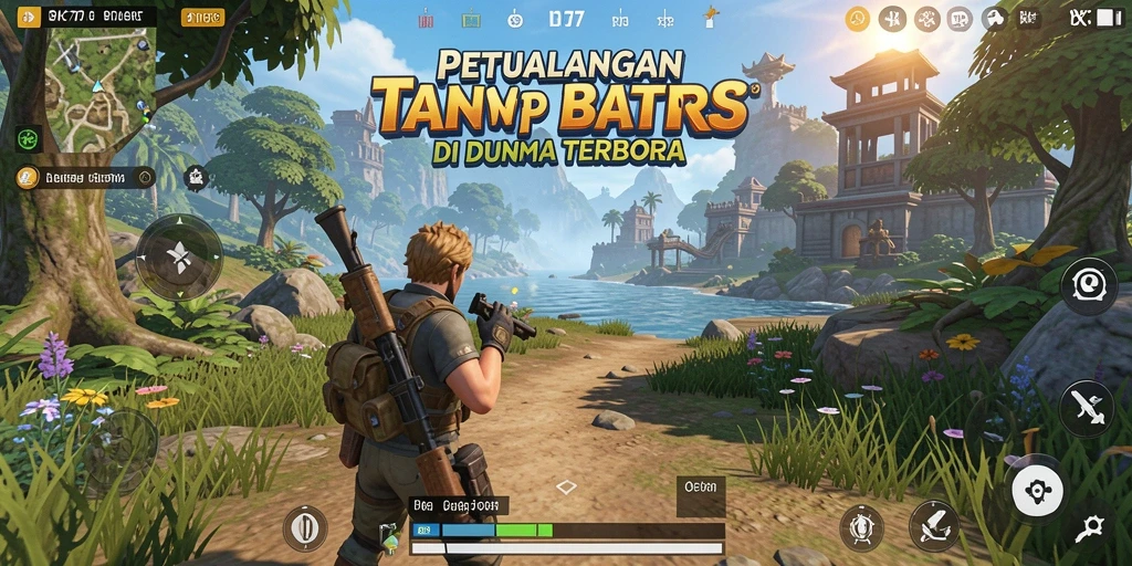 Screenshot menampilkan eksplorasi luas dalam RK77 dengan grafis memukau.
