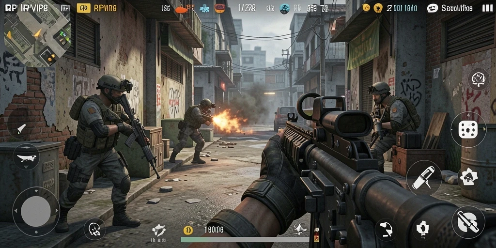 Gameplay RPVIP8 yang mengasyikkan dengan aksi menembak intens.