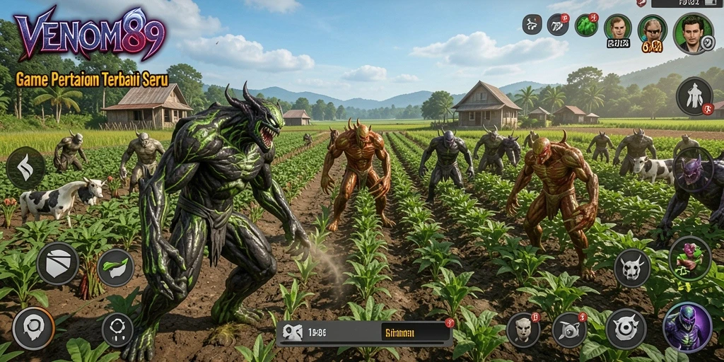 Tampilan gameplay <strong>VENOM889</strong> yang menyenangkan dan interaktif dalam bertani.