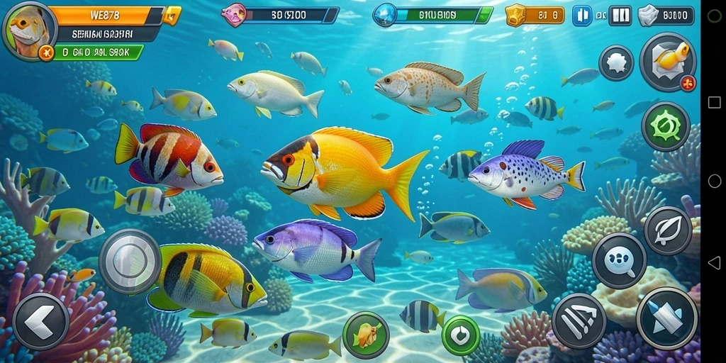 Tampak gameplay WE878 yang penuh warna dan seru dalam menangkap ikan.